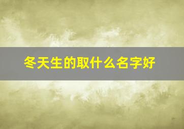 冬天生的取什么名字好