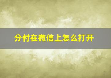 分付在微信上怎么打开