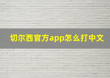 切尔西官方app怎么打中文