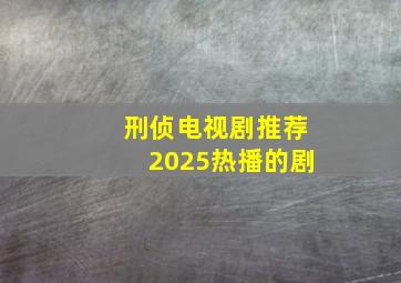 刑侦电视剧推荐2025热播的剧