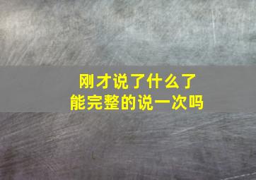 刚才说了什么了能完整的说一次吗