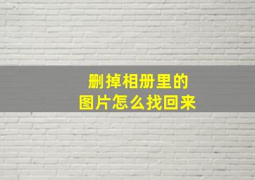 删掉相册里的图片怎么找回来