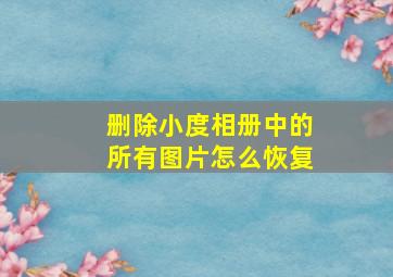 删除小度相册中的所有图片怎么恢复