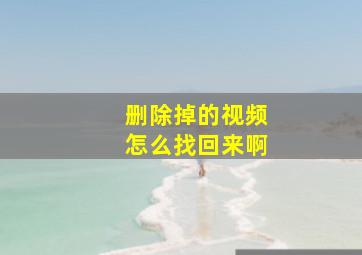 删除掉的视频怎么找回来啊