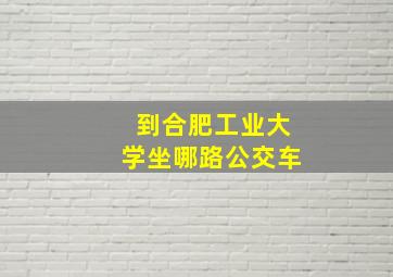 到合肥工业大学坐哪路公交车