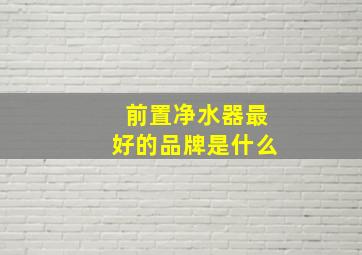 前置净水器最好的品牌是什么