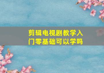 剪辑电视剧教学入门零基础可以学吗