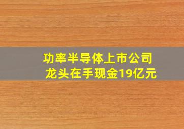 功率半导体上市公司龙头在手现金19亿元