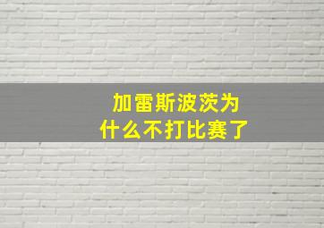 加雷斯波茨为什么不打比赛了