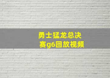 勇士猛龙总决赛g6回放视频