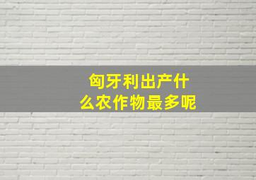 匈牙利出产什么农作物最多呢