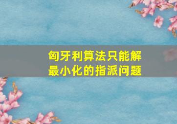 匈牙利算法只能解最小化的指派问题