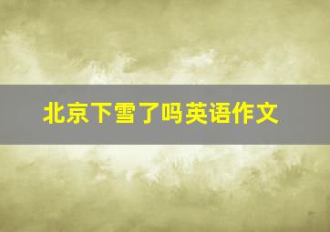 北京下雪了吗英语作文