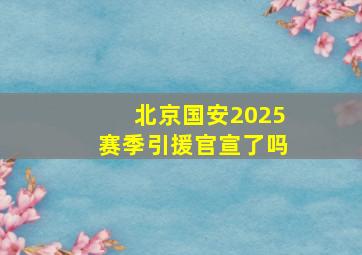 北京国安2025赛季引援官宣了吗