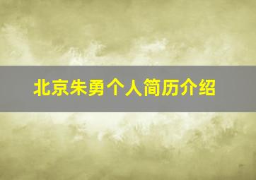 北京朱勇个人简历介绍