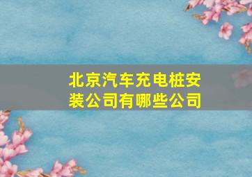 北京汽车充电桩安装公司有哪些公司