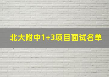 北大附中1+3项目面试名单