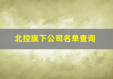 北控旗下公司名单查询