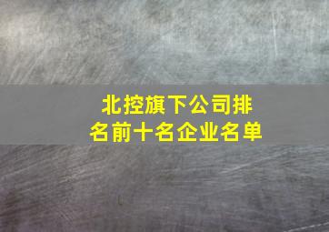 北控旗下公司排名前十名企业名单