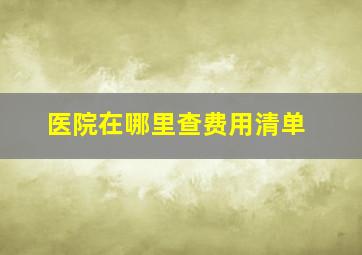 医院在哪里查费用清单