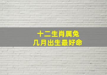 十二生肖属兔几月出生最好命