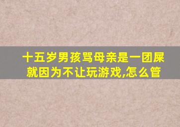 十五岁男孩骂母亲是一团屎就因为不让玩游戏,怎么管