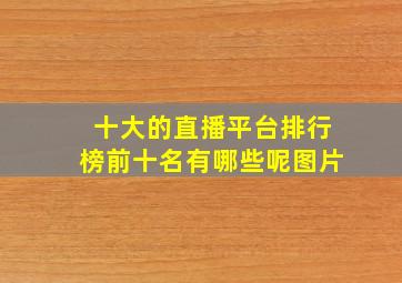 十大的直播平台排行榜前十名有哪些呢图片