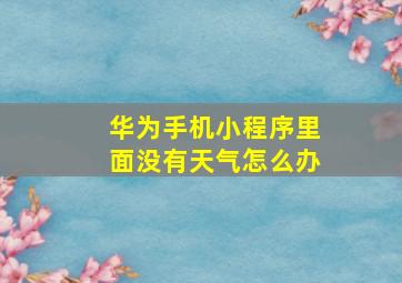 华为手机小程序里面没有天气怎么办