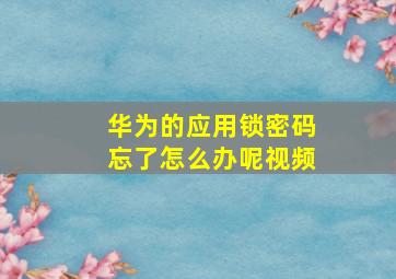 华为的应用锁密码忘了怎么办呢视频