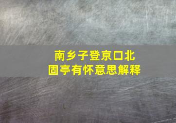 南乡子登京口北固亭有怀意思解释