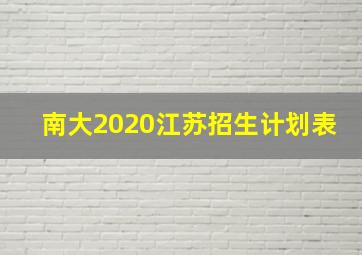 南大2020江苏招生计划表