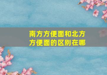 南方方便面和北方方便面的区别在哪