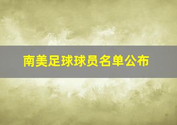 南美足球球员名单公布