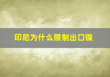 印尼为什么限制出口镍