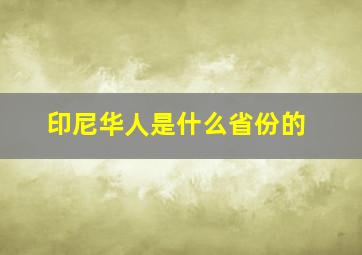 印尼华人是什么省份的