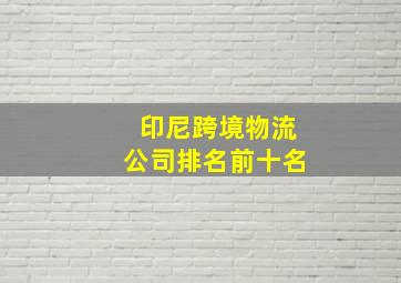 印尼跨境物流公司排名前十名