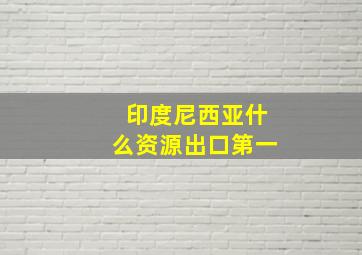 印度尼西亚什么资源出口第一