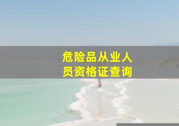 危险品从业人员资格证查询