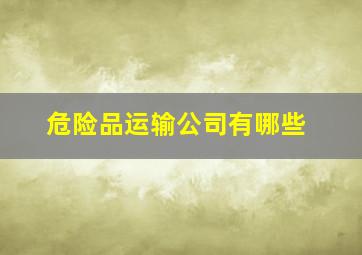 危险品运输公司有哪些