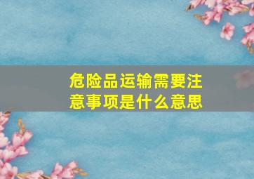 危险品运输需要注意事项是什么意思