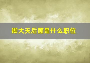 卿大夫后面是什么职位