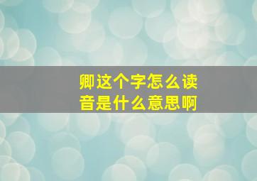 卿这个字怎么读音是什么意思啊