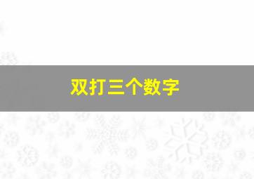 双打三个数字