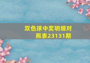 双色球中奖明细对照表23131期