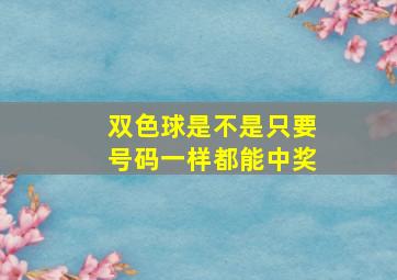 双色球是不是只要号码一样都能中奖