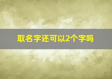 取名字还可以2个字吗