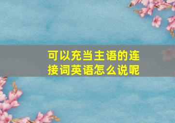 可以充当主语的连接词英语怎么说呢