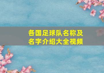 各国足球队名称及名字介绍大全视频