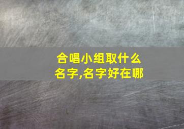 合唱小组取什么名字,名字好在哪