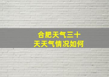 合肥天气三十天天气情况如何